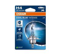 OSRAM COOL BLUE INTENSE H4, +100% más de brillo, hasta 5000K, lámpara de faro halógena, apariencia LED, Blíster único (1 lámpara)
