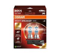 OSRAM NIGHT BREAKER 220, H11, 220% más brillo, lámpara de faro halógeno, 64211NB220-2HB, Caja plegable (2 lámparas)
