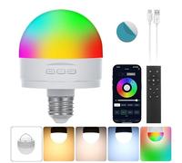 Bombilla Recargable Con Mando A Distancia y APP de Control,Inteligente E27 LED Regulable CCT + RGB Bombillas,5W USB Recargable Bombilla Con Magnético, 3500mAh,Luz De Emergencia Al Aire Libre,Pack de 1