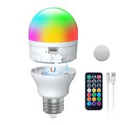 Bombilla Recargable USB-C Con Mando a Distancia,Bombillas LED AC100-240V E27 7W,Bombilla Recargable De Control Táctil Regulable RGBCCT Con Temporizador y Batería,Luz de Emergencia 2000mAh, Pack de 1