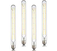 Bombilla tubular LED regulable de 12 W, 3000 K blanco suave, tubo largo T30, bombilla de filamento LED Edison, equivalente a 100 W, cubierta de vidrio transparente, base mediana E26, paquete de 4