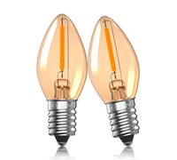 Bombillas LED 0.5W E14, bombilla de lámpara de sal C7, bombilla de luz nocturna blanca cálida de 2200K ámbar, bombillas de luz de vela vintage, Edison de tornillo pequeño Mini E14-2Pack