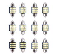 Bombillas LED C5W Can-bus 31mm, 12Unidades Luz Blanco cálido 6000K para Luz Matrícula e Interior Coche Compatible con DE3175 DE3021 3022, Libre de Errores, Ángulo 180°, Fácil Instalación