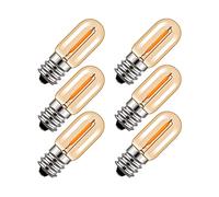 Bombillas LED de candelabro E14, 0.6 W bombillas de luz nocturna regulables equivalente a 6 W bombilla de filamento LED T16 base de lámpara E14 2200 K blanco cálido cristal ámbar paquete de 6