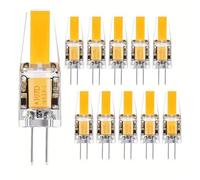 Bombillas LED G4 12V 2W equivalente 20W CA/CC IRC 80+ Ahorro de energía Bombilla COB Para lámparas araña apliques pared lámparas armario lámparas mesa No regulable(Cool White 6000K,10pack)