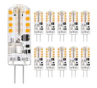 Bombillas LED G4 12V AC/DC no regulables, 180LM Blanco cálido 2700K, Bombillas LED de bajo consumo sin parpadeo,1.6W sustituye a las bombillas halógenas de 16W, Ángulo de haz de 360°, Pack de 10