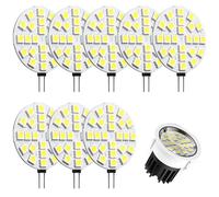 Bombillas LED G4, 8 unidades, 24 LED, blanco cálido, redondo, G4, casquillo bipin, AC/DC 12 V de bajo voltaje, 2 W equivalentes a 20 W halógenas, 3000 K, gran angular de 120°, repuesto para bombillas