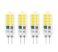 Bombillas LED G4 luz calida regulable 3W Equivalente 25W 12V CA/CC Bombilla cápsula bipin G4 Sin parpadeo CRI 80+ Para iluminación de techos bajo encimeras y jardines(4pack)