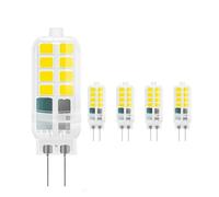 Bombillas LED G4 regulable 3W Equivalente 25W 12V CA/CC Bombilla de cápsula bipin G4 Sin parpadeo CRI 80+ Para iluminación de techos bajo encimeras y jardines(Warm White 3000K,5pack)