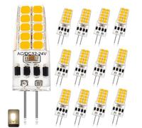 Bombillas LED G4 regulables 12v/24V 3W (equivalente 30W) Bombilla halógena CA/CC Base G4 de dos pines IRC 80+ Sin parpadeo Ángulo de haz de 360° 300 lúmenes(Warm White 3000K,12pack)