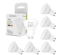 Bombillas LED GU10 LIGHTWORLD24, luz blanco cálido 3000K, 7 W, 510 lúmenes, reemplazo de halógenas de 40 W, ángulo de apertura 120°, 220-240V AC, pack de 6