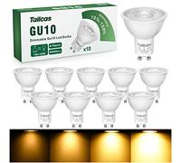 Bombillas LED GU10 Regulable, 7W Blanco Cálido 3000K, Equivalente de 50W Lámpara Halógena, 500 Lúmenes Ángulo de haz de 38°, Lámpara GU10 Sin Parpadeo Ahorro de energía, 10 Unidades