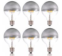 Bombillas LED Half Chrome, E26/E27 Base Vintage Edison Bulbs, G95/G30 Half Silver Reflected Bulb, Magic Bean Lamp Light Source, 6W Regulable 2700K (Paquete de 6)