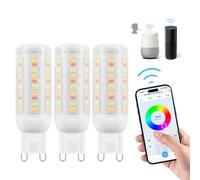 Bombillas LED Wi-Fi RGBWW Smart G9, Compatible Con Alexa /Google Home,AC 230V Multicolor Regulable,2700K-6500K,Brillo ajustable 1%-100%, 4W, 400LM, Con Sincronización de Música Bombilla LED, Pack de 3