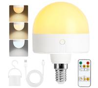 Bombillas recargables con cronómetro y control remoto, bombillas de fotobatería ajustables con base magnética, bombillas LED de carga E14, lámparas de cableado no duro con 3 temperaturas de color
