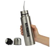 Bombiya - Mate listo 750ml Plateado con todas sus partes de acero inoxidable - Termo mate 2 en 1 cambiando su tapa es un termo clásico - Automate para tus mates argentinos o terere
