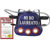 Bombo Casco personalizable para recién graduado, con texto divertido "MI HO LAUREATE", color azul