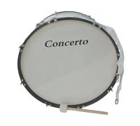 Bombo Concerto 25" x 10" Con casco de madera forrado en blanco con 1 maza bombo, correa cruzada doble de nailon y llave de afinación