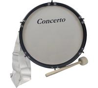 Bombo Junior 16"x 7" CONCERTO, con casco de madera forrado en blanco con una maza Bombo, correa cruzada doble de Nailon y llave de afinación