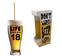 Bombo Vaso de cerveza para fiesta de cumpleaños LIFE STARTS AFTER 18 | Vaso de cerveza personalizado de cristal transparente, capacidad 500 ml, idea regalo hombre y mujer para celebrar los 18 años