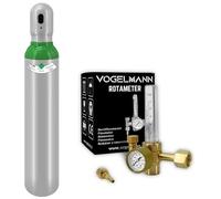 Bombona de gas Argon 4.8 completa 8 l 1,5 m3 con regulador rotímetro Vogelmann servicio gas set cilindro soldador de gas