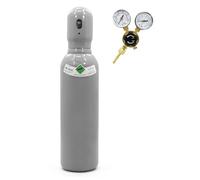 Bombona de gas CO2 de 3,7 kg (5 L) llena y reductor de presión de argón/CO2 - Juego: bombona de gas de protección completa + mini regulador de gas 2 manómetros para soldadora MIG MAG y acuario