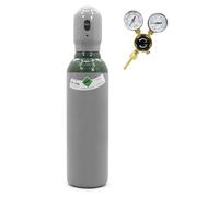 Bombona de gas de argón 5 l llena 4.8 con reductor de presión, gas de soldadura puro (100%) 150 bar para soldadura TIG/TIG | nueva botella de gas protector de 10 años TÜV + mini regulador Ar/CO2
