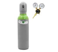 Bombona de gas de argón con relleno de CO2 de 5 l + juego de reductor de presión, gas mezclado 18 (82% argón, 18% CO2), gas protector para soldadura MIG MAG, gas de soldadura de 150 bar W21.8