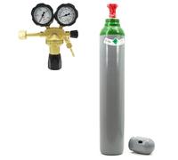 Bombona de gas de argón de protección de argón de 10 l con reductor de presión de argón, botella de argón llena de 200 bares + reductor de presión Ar/CO2 tipo GCE 24 l/min Bestschweissen.de para