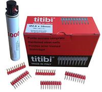 Bombona de Gas P1000 (165 mm) + 1000 x Clavos para hormigón para clavadora - titibi - HITACHI - Bea - Makita - Otro (Ø 2,6 x 30mm)