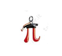 bombonera Graduación Tabor Colgante PI Griego baño Plateado y Esmaltado + paquete