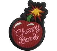 Bombs Cherry Bomb - Sew Iron on, Embroidered Original Artwork - Patch - 2.8" X 3.7"