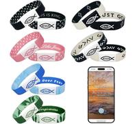 BomBuull Paquete de 6 pulseras inspiradoras con versículos bíblicos, regalos de joyería religiosa cristiana con versículo bíblico diario NFC, pulsera de cuerda elástica para adolescentes, hombres y