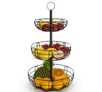 Bomclap Cesta de frutas de 3 pisos para ahorrar espacio, frutero moderno Tehend, cestas de metal para frutas, pasteles, dulces, verduras (3 pisos)