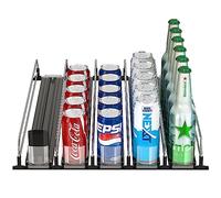 Bomclap Organizador automático de latas para frigorífico, para frigorífico, cocina, supermercados, dispensador de latas de 5 filas para 25 latas de bebidas de tamaño estándar, color negro