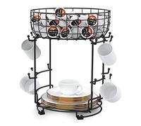 Bomclap Soporte para tazas de café y tazas, soporte para cápsulas, organizador de tazas de metal para tazas de café y tazas, accesorios y organización de cocina, 12 ganchos (negro-1)