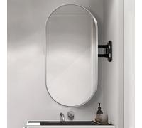 BomDog Espejo de Pared Ovalado Esquinero para Baño con Brazo Articulado Oscilante Y Mde Metal, Espejo Inastillable/Sier E/40X70Cm/16X28In