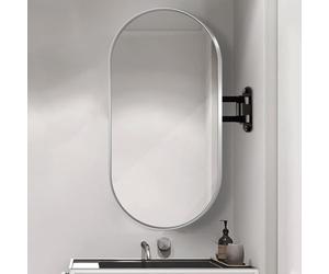 BomDog Espejo de Pared Ovalado Esquinero para Baño con Brazo Articulado Oscilante Y Mde Metal, Espejo Inastillable/Sier E/40X70Cm/16X28In