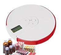 Bomefoi Caja de pastillas con alarma, dispensador automático de píldoras,Recordatorio de dispensador de píldora inteligente - Gran pantalla digital, hasta 4 alarmas/caja de tableta portátil para
