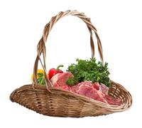 Bomefoi Cestas de Verduras para Cocina | Cesta Tejida de Mimbre con Asa - Organizador de Almacenamiento para Arreglos Florales Decoración del Hogar Decoración de Bodas para Picnic Playa