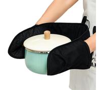 Bomefoi Guantes de horno dobles resistentes al calor, guantes de horno dobles conectados | Guante largo y resistente al calor para la cocina | Guantes dobles para horno, guantes de horno extra largos,