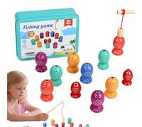 Bomefoi Juegos magnéticos de pesca - Juego de actividades con peces - Juego sensorial de madera para desarrollo de habilidades niños 2-6 años actividades lúdica aprendizaje en casa o guardería