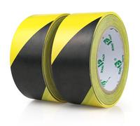 BOMEI PACK 2 rollos de 50 mm x 33 m autoadhesivos, cinta de advertencia de seguridad, cinta de señalización de suelo, color amarillo y negro para marcar zonas peligrosas