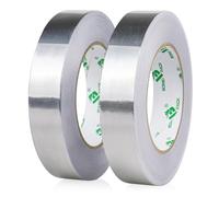 BOMEI PACK 2 rollos de cinta adhesiva de aluminio de 25 mm x 50 m, resistente al calor, para sellar y reparar superficies metálicas