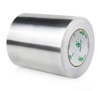 BOMEI PACK Cinta adhesiva de aluminio, 150 mm x 50 m, autoadhesiva, color plateado, resistente al agua y al calor para sellar, fuerte cinta de aluminio autoadhesiva