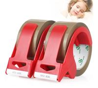 BOMEI PACK Cinta Adhesiva Marrón Habana de Desenrollado Silencioso para Embalaje de Paquetes y Cajas de Envío, 2 Rollos de 60 m x 50 mm con Desenrollador