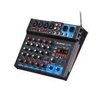 BOMGE 6 Channel dj powered audio sound mixer amplifier,100 W Stereo Speaker Home Audio Receiver effects, 48V phantom Power, USB, Bluetooth ，for home theater system, Karaoke, Streaming