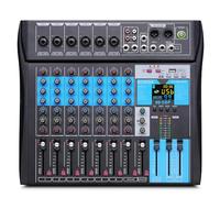 BOMGE Consola de mesa mezclador profesional, sistema de 8 canales USB, grabación USB-B, función BT, 99 efectos DSP, 48 V Phantom Power, DJ Studio FX