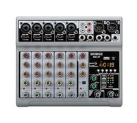 BOMGE Mezclador de Audio, Consola de Mezcla de Tablero de Sonido con 7 Canales, Digital, USB, Bluetooth, Efecto de Eco y Retraso, 48V Phantom Power, Mezcladores DJ Estéreo para Grabación, Transmisión