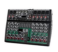 BOMGE Mezclador de audio profesional con placa de sonido, sistema de escritorio, interfaz de 8 canales, USB, Bluetooth, MP3, entrada de computadora, 48 V, Phantom Power Stereo DJ Studio FX 256Bit DSP